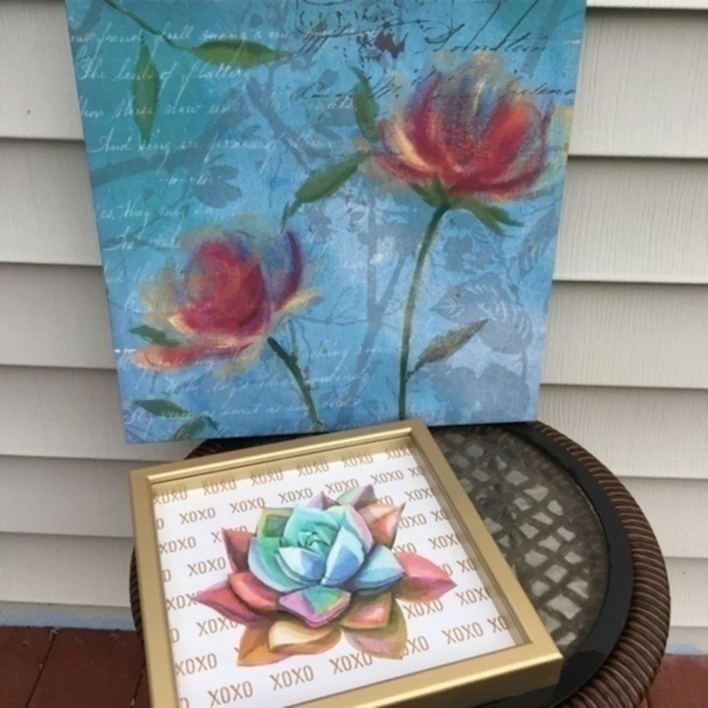 Wall art Bundle set of two peaceful blue and pink art
